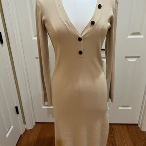 FRAME RIBBED MIDI KNIT DRESS